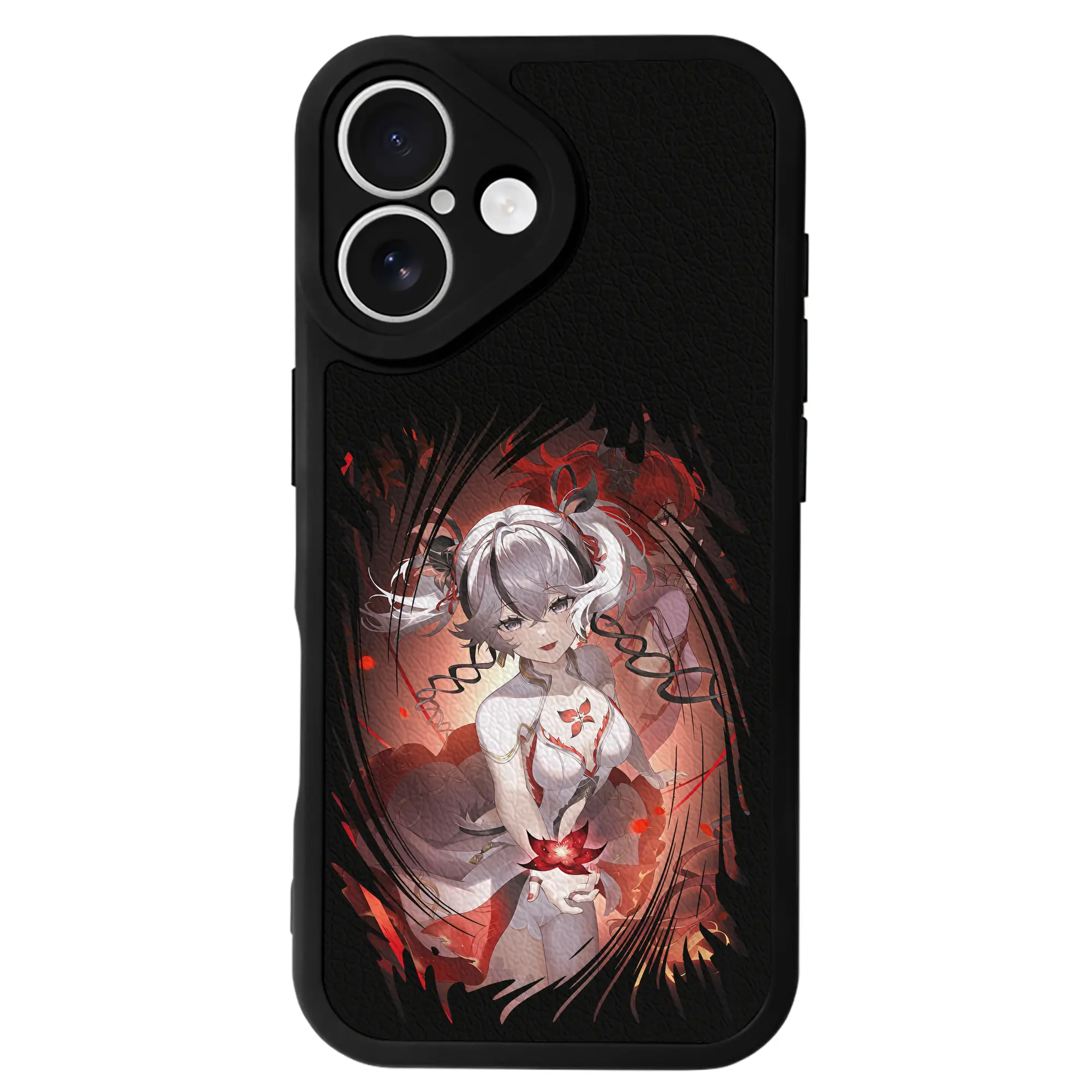 鳴潮 グッズ ツバキ - IPhone 16シリーズ対応 ・ シリコンスマホケース ・ レザー調 ・ 高精度フィット ・ 耐衝撃 ・ ワイヤレス充電対応 ・ 精密カット